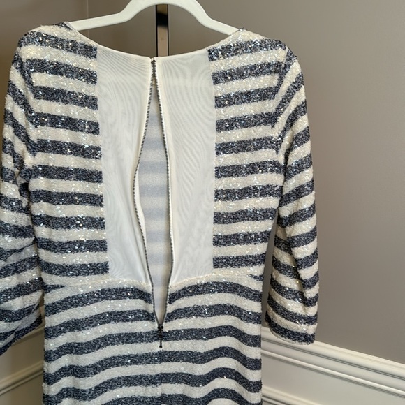 Alice + Olivia navy and white sequin dress size 10 - Picture 7 of 8